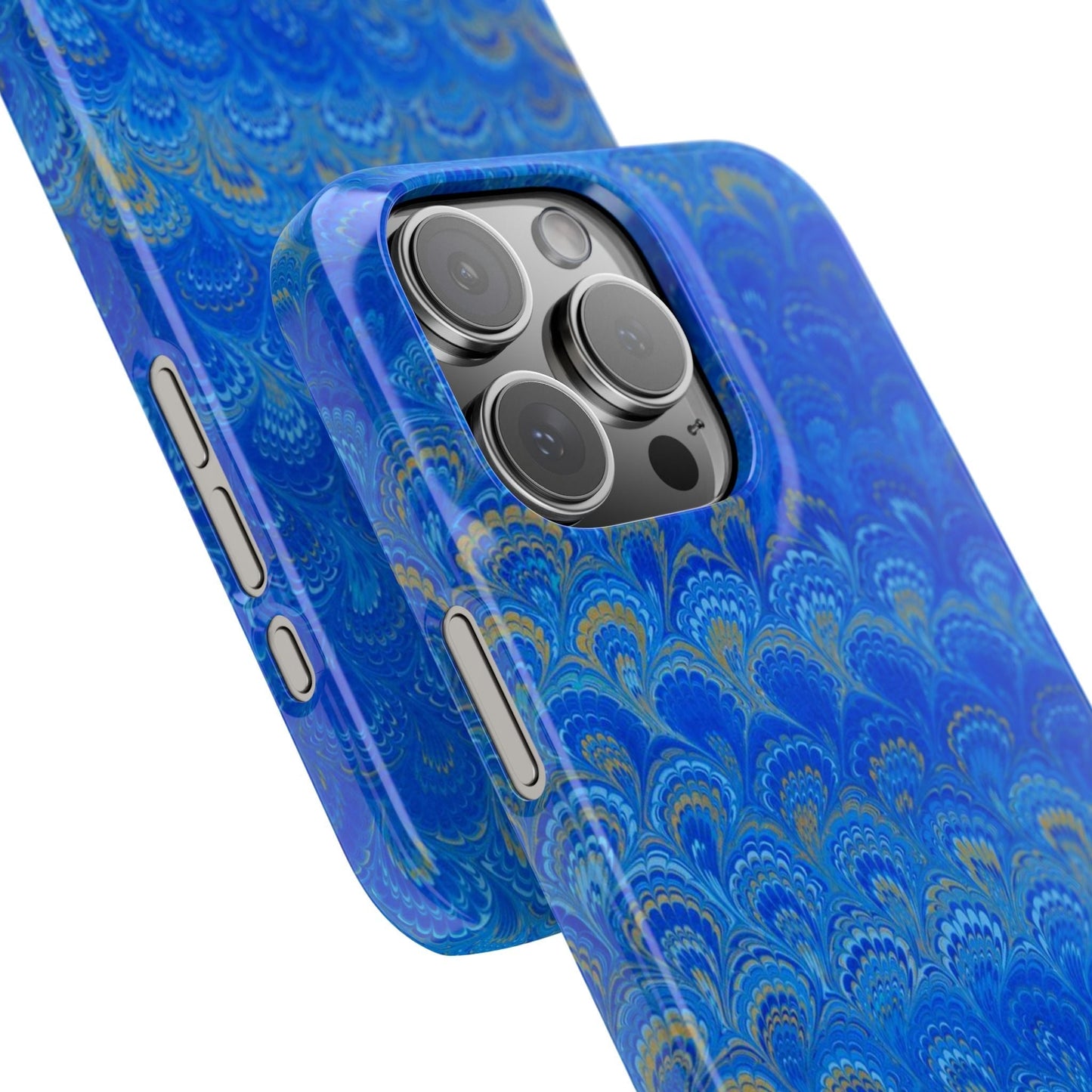 Blue Marbled Design, Italy Feather Phone Case, Multi-Color, Slim Phone Cases, Case-Mate IPHONE16 and all sizes
