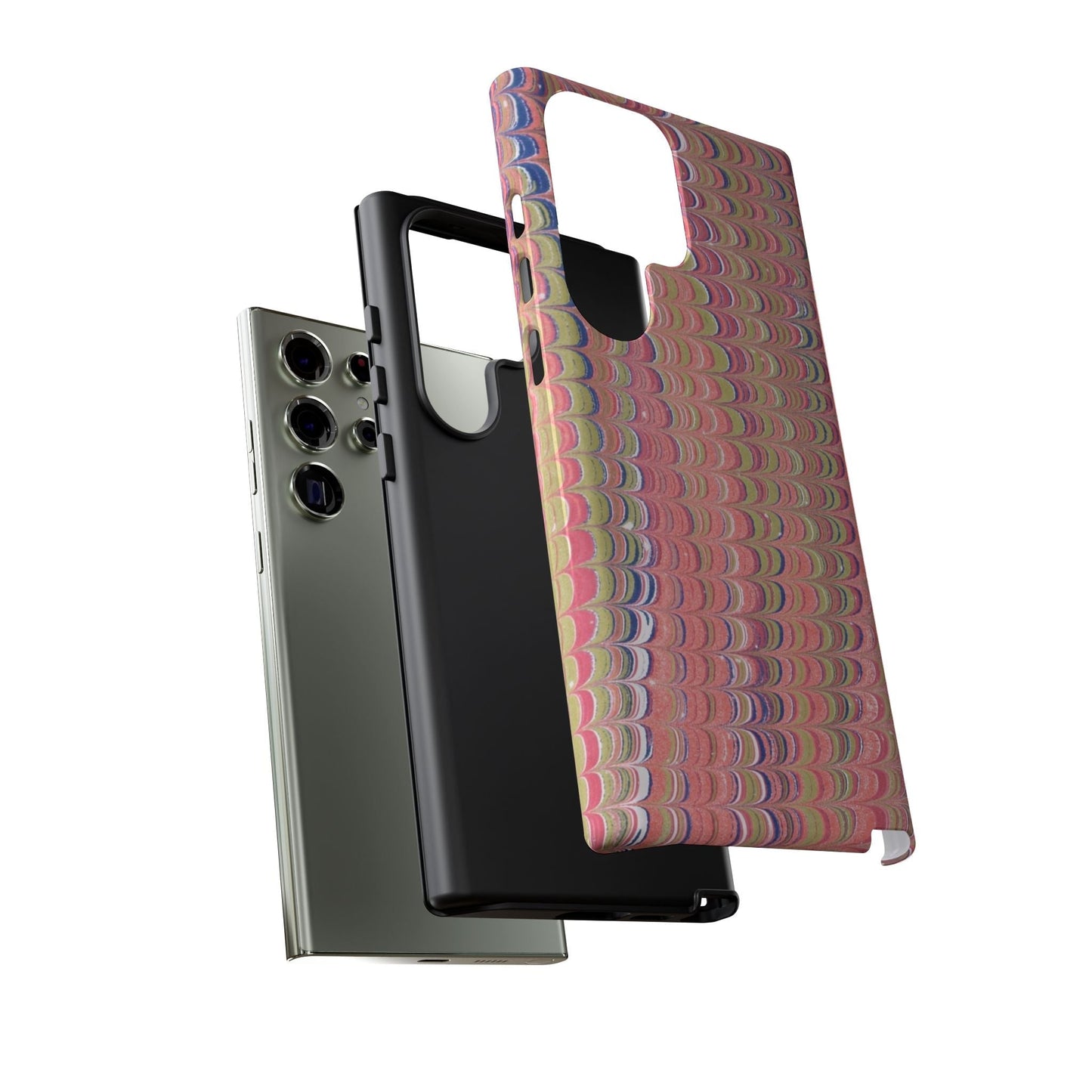 Pink Pastels Feather Marbled Vintage Design iPhone 16 + Samsung + Apple + Google - 2 finishes